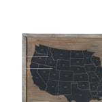 Benzara Wooden Rectangle Wall Art with USA Map Print, Set of 2, Black and Brown