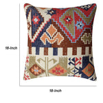 Benzara BM219687 18 x 18 Tribal Print Cotton Accent Pillow Cover, Multicolor