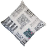 Benzara BM219713 18 x 18 Patched Cotton Accent Pillow Cover with Block Print, White and Black