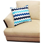 Benzara BM219716 Square Embroidered Cotton Cushion Cover with Zig Zag Pattern, Multicolor