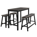 Benzara 4 Piece Wooden Counter Height Dining Set with Trestle Base, Black and Gray