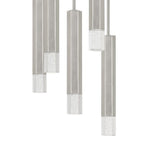 Benzara Hexagonal Metal Frame 5 Led Light Pendant with Glass Diffuser, Gray