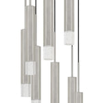 Benzara Hexagonal Metal Frame 8 Led Light Pendant with Glass Diffuser, Gray