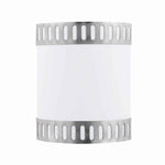 Benzara 18W Wall Lamp with Acrylic Plate and Steel Trim, White and Gray