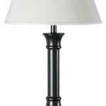 Benzara Metal Table Lamp Pedestal Legs and 1 Power Outlet, Black and White