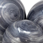 Benzara Transitional Style Spherical Glossy Metal Orb, Set of 3, Blue and Gray