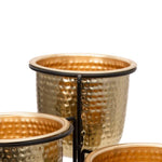 Benzara 3 Conjoined Hammered Metal Planter with Stands, Gold and Black