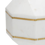 Benzara 6 Inches Marble Frame Octagonal Orb with Stable Base, White