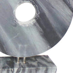 Benzara 8 Inches Marble Disk with Rectangular Base, Gray