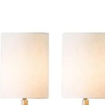 Benzara Metal Table Lamp with Fabric Cylindrical Shade, Set of 2, White and Brown