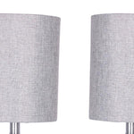 Benzara Metal Table Lamp with Dome Shape Body, Set of 2, Gray and Silver