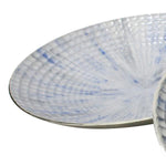 Benzara Round Metal Plate with Hammered Details, Set of 2 White and Blue
