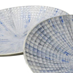 Benzara Round Metal Plate with Hammered Details, Set of 2 White and Blue