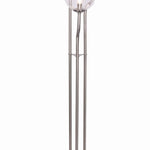 Benzara Metal Floor Lamp with 3 Bulb Design Lights and Tier Base, Silver
