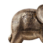 Benzara Polyresin Standing Elephant Accent Figurine with Textured Details, Gold