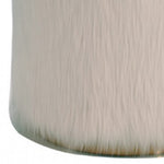 Benzara Faux Fur Upholstered Ottoman with Steel Base, White and Gold