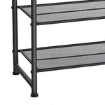 Benzara BM221281 3 Tier Metal Frame Shoe Organizer with Mesh Shelves, Black