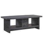 Benzara BM221553 Wooden Coffee Table with 2 Open Shelves and 2 Spacious Drawers, Gray
