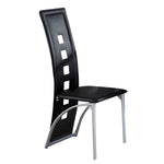 Benzara Metal Side Chair with Square Cutouts, Set of 2, Black and Silver