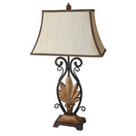 Benzara BM221576 Metal Table Lamps with ScrolLed Design, Set of 2, Bronze and Black