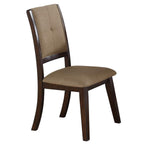 Benzara Fabric Upholstered Wood Dining Chair with Curved Back, Set of 2, Brown