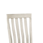 Benzara BM221613 Wood and Fabric Dining Chair with Slatted Backrest, Set of 2, Gray and White