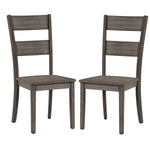 Benzara Transitional Wooden Dining Chair with Ladder Back, Set of 2, Gray
