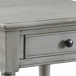 Benzara BM221621 1 Drawer Wooden End Table with Open Bottom Shelf and Turned Legs, Gray