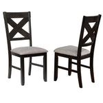 Benzara Wood and Fabric Dining Side Chair with X Back, Set of 2, Gray and Brown