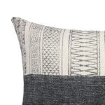 Benzara BM221659 24 x 16`` Block Printed Handwoven Cotton Accent Pillow, Gray and White