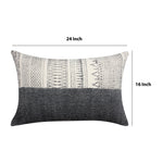 Benzara BM221659 24 x 16`` Block Printed Handwoven Cotton Accent Pillow, Gray and White