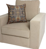 Benzara BM221661 18 x 18 Handwoven Cotton Accent Pillow with Floral Print, Blue and Brown