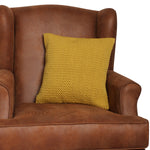 Benzara BM221680 18 x 18 Textured Handwoven Cotton Accent Pillow, Yellow