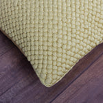 Benzara BM221680 18 x 18 Textured Handwoven Cotton Accent Pillow, Yellow