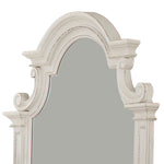 Benzara Scalloped Design Wooden Frame Mirror with Distressed Detail, White
