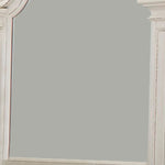 Benzara Scalloped Design Wooden Frame Mirror with Distressed Detail, White