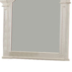 Benzara Scalloped Design Wooden Frame Mirror with Distressed Detail, White