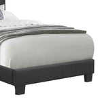 Benzara Platform Style Fabric Upholstered Twin Bed with Tapered Feet, Gray