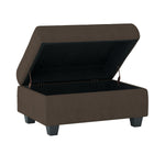 Benzara Wooden Ottoman with Tapered Block Feet and Interior Storage, Brown