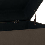 Benzara Wooden Ottoman with Tapered Block Feet and Interior Storage, Brown