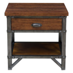 Benzara Wooden Nightstand with Metal Block Legs and Open Shelf, Brown