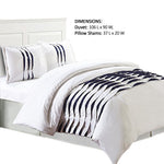 Benzara Halden 3 Piece King Duvet Set with Pleated Design, White and Black