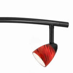 Benzara 3 Light 120V Metal Track Light Fixture with Glass Shade, Black and Red