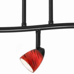 Benzara 3 Light 120V Metal Track Light Fixture with Glass Shade, Black and Red