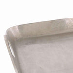 Benzara Traditional Metal Tray with Square Shaped Design and Cut-Out Handles, Silver