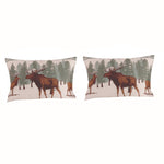 Benzara Fabric Queen Size Quilt Setwith Animal and Plaid Print, Green and Brown
