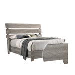 Benzara Wooden King Size Slatted Headboard with Low Footboard and Bracket Feet,Gray
