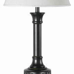 Benzara Metal Table Lamp Pedestal Base and 2 Power Outlet, Black and White
