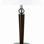 Benzara Fabric Shade Table Lamp with Metal Base and Ball Accent, White and Brown