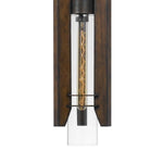 Benzara 60 Watt Metal Frame Pendant Fixture with Wood and Glass Shade, Brown